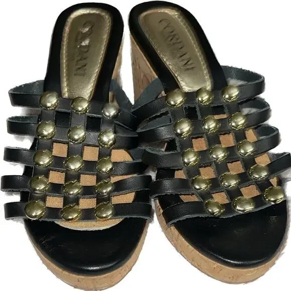 Cardani Italian made shoes in excellent condition black with gold embellishment - Picture 4 of 8